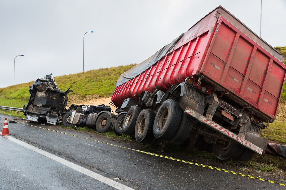 Semi-truck collision attorney graphic Peoria IL