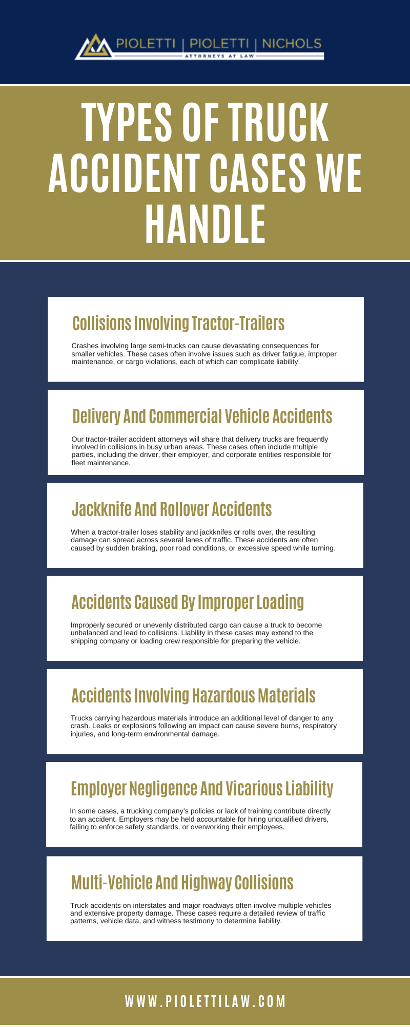 Types Of Truck Accident Cases We Handle Infographic